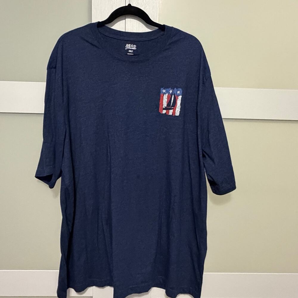 IZOD Saltwater 3XLT Navy Patriotic Sailboat Graphic T-Shirt Big Tall